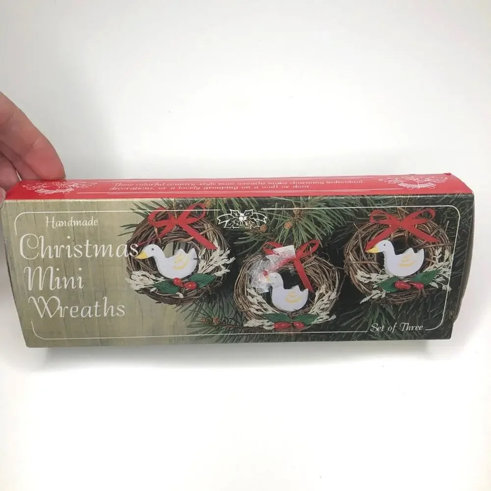 Vintage 1985 Handmade Christmas Mini Wreath Ornaments